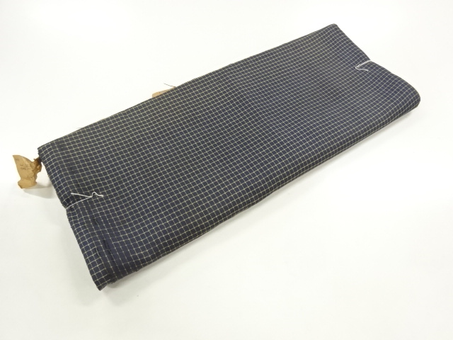 JAPANESE KIMONO / ANTIQUE ARAIHARI  FOR KIMONO / SILK / WOVEN WOVEN GRID